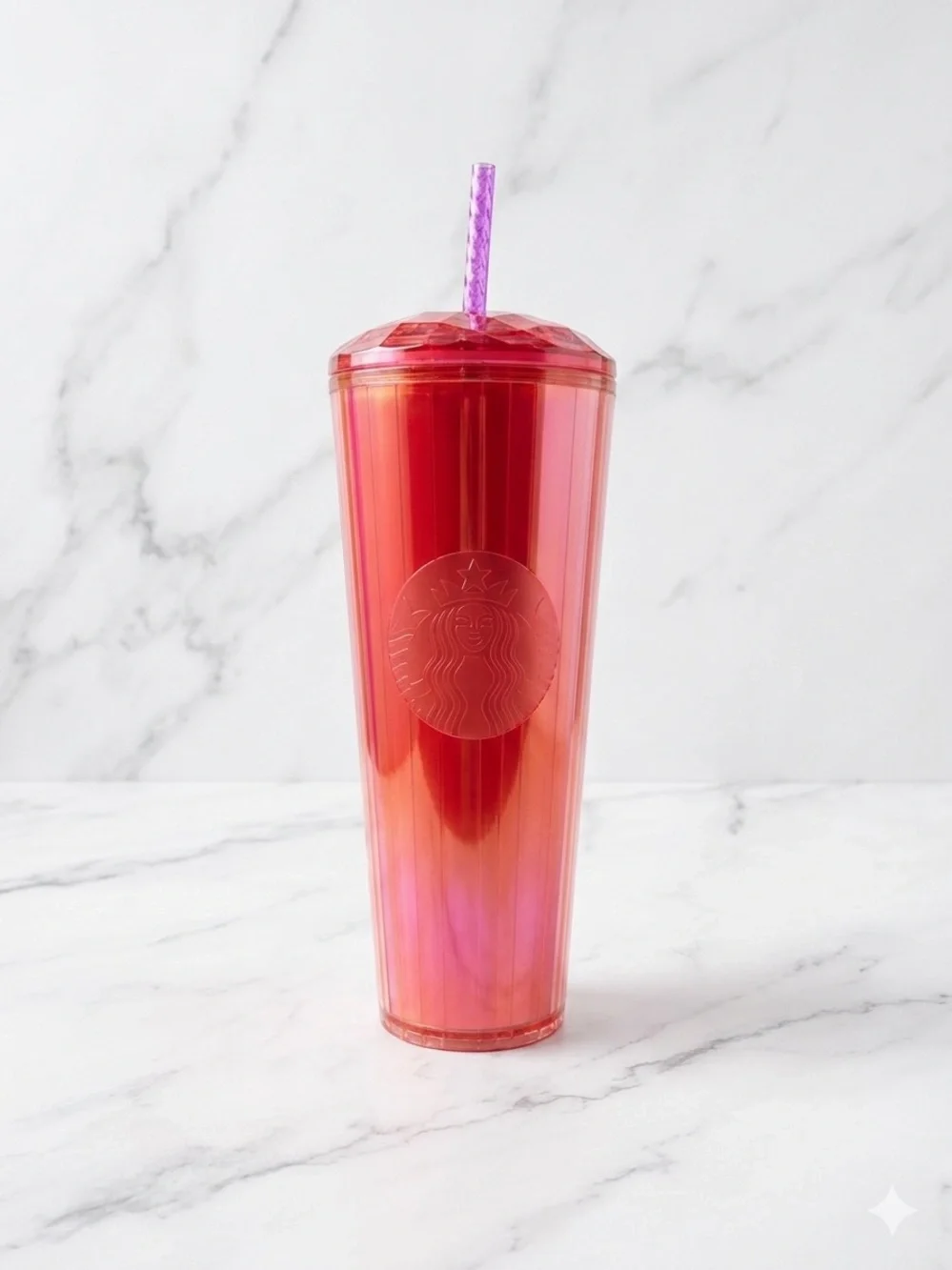 NWT Starbucks Summer 2024 Red Kaleidoscope Cold Cup Tumbler 24oz Venti Dome Lid